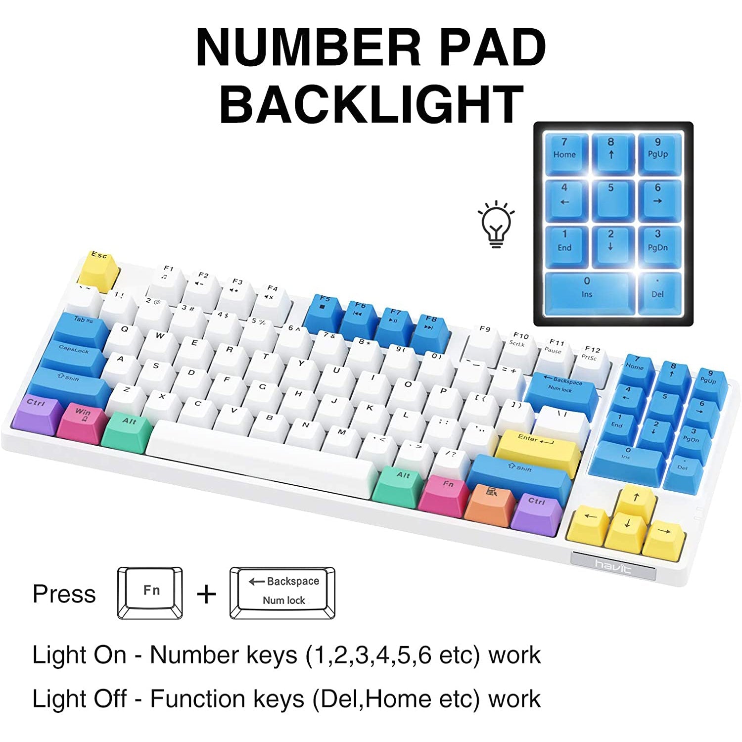 HAVIT KB487L TKL Gaming Mechanical Keyboard 89 Keys PBT Keycaps